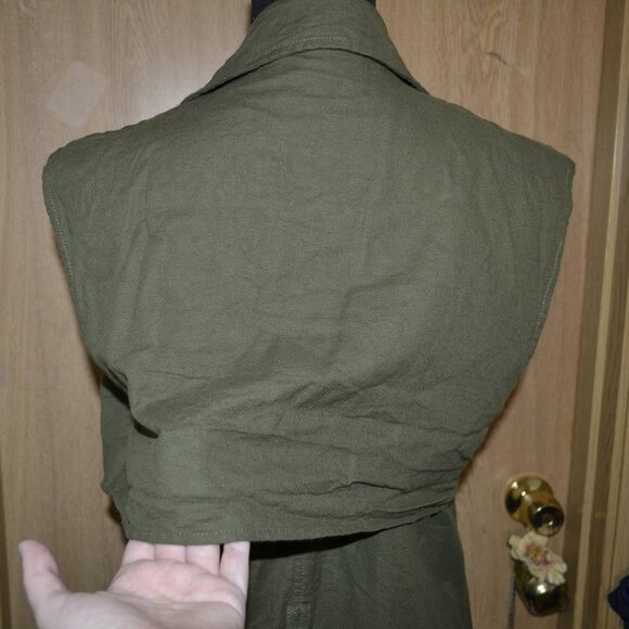 Bali Elf Made By Hand Olive Green 100% Linen Arden Vest Trench - Picture 8 of 10